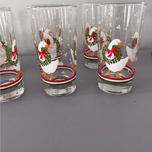 Set of 5 vintage Libbey Christmas Goose duck high ball Glasses